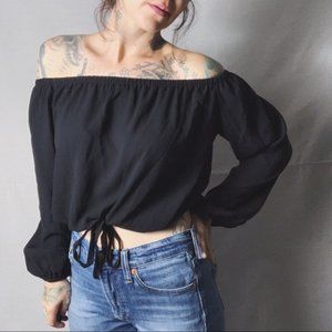 aritzia black cropped off the shoulder top